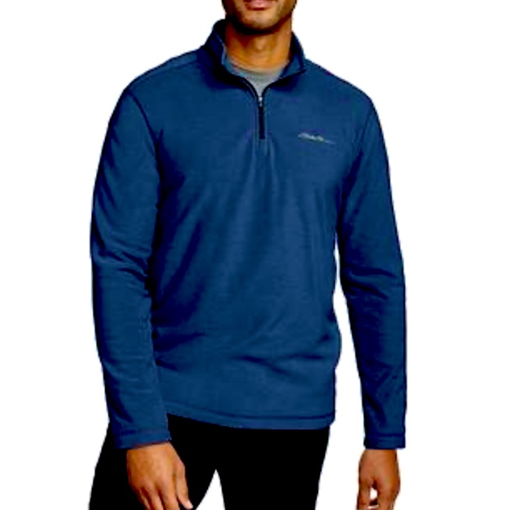 EDDIE BAUER Blue Fleece Quarter Zip Pullover Top